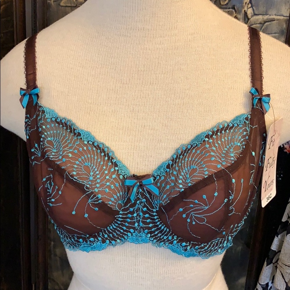 Fitfully Yours chocolate and turquoise bra